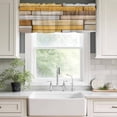 thumbnail image 3 of Brown Yellow Vintage Rod Pocket Curtain Valance, Retro Farmhouse Elegant Pastoral Farmhouse Window Valance for Living Room, Bedroom, Kitchen 60"W x 18"L, 3 of 9