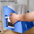 thumbnail image 6 of SAYEEC File Holder Storage Folder 3 Compartment Standing Desktop Hollow Organizer Blue Plastic Paper Notebook Magazine Storage for Office School Home, 6 of 8