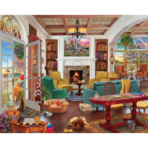 Jigsaw Wooden puzzle 300 pieces White Mountain Seaside Dreams Jigsaw Puzzle Summer Beach House Puzzles for Adults and Family