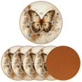 thumbnail image 2 of Butterfly Round Microfiber Leather Coasters, Set of 6, 11x11 cm/4.3x4.3 in, Drink Coasters for Home and Office, Cup Mats, 2 of 6