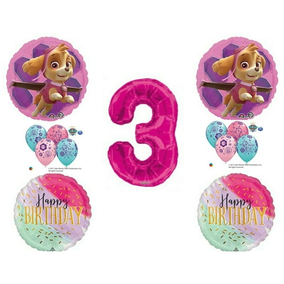3rd Birthday Skye & Everest Paw Patrol Girl Balloons Decoration Supplies Party