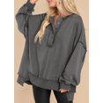 thumbnail image 2 of SHEWIN Womens Sweatshirts Oversized Pullover Tops Casual Long Sleeve Button Henley Neck Sweatshirts for Women Light Patchwork Shirts, 2 of 4