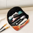 thumbnail image 2 of FORMRS Makeup Bag Travel Cosmetic Organizer for Women Fold Flat Zipper Pouch with Handle, Orange Abstract Floral, 2 of 8
