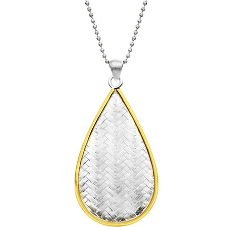 5th & Main Sterling Silver and 14kt Gold-Plated Teardrop Woven Basket Weave Pendant with Chain