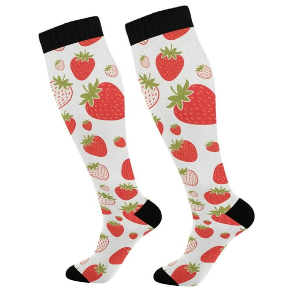joogoo Strawberry Red Long Socks Women Men Knee High Sock