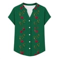 thumbnail image 5 of YUGYXL Button Down Shirts for Women Cap Sleeve Floral Printed Tops V Neck Henley Blouse Business Casual Outfits for Daily Army Green Tops M, 5 of 5