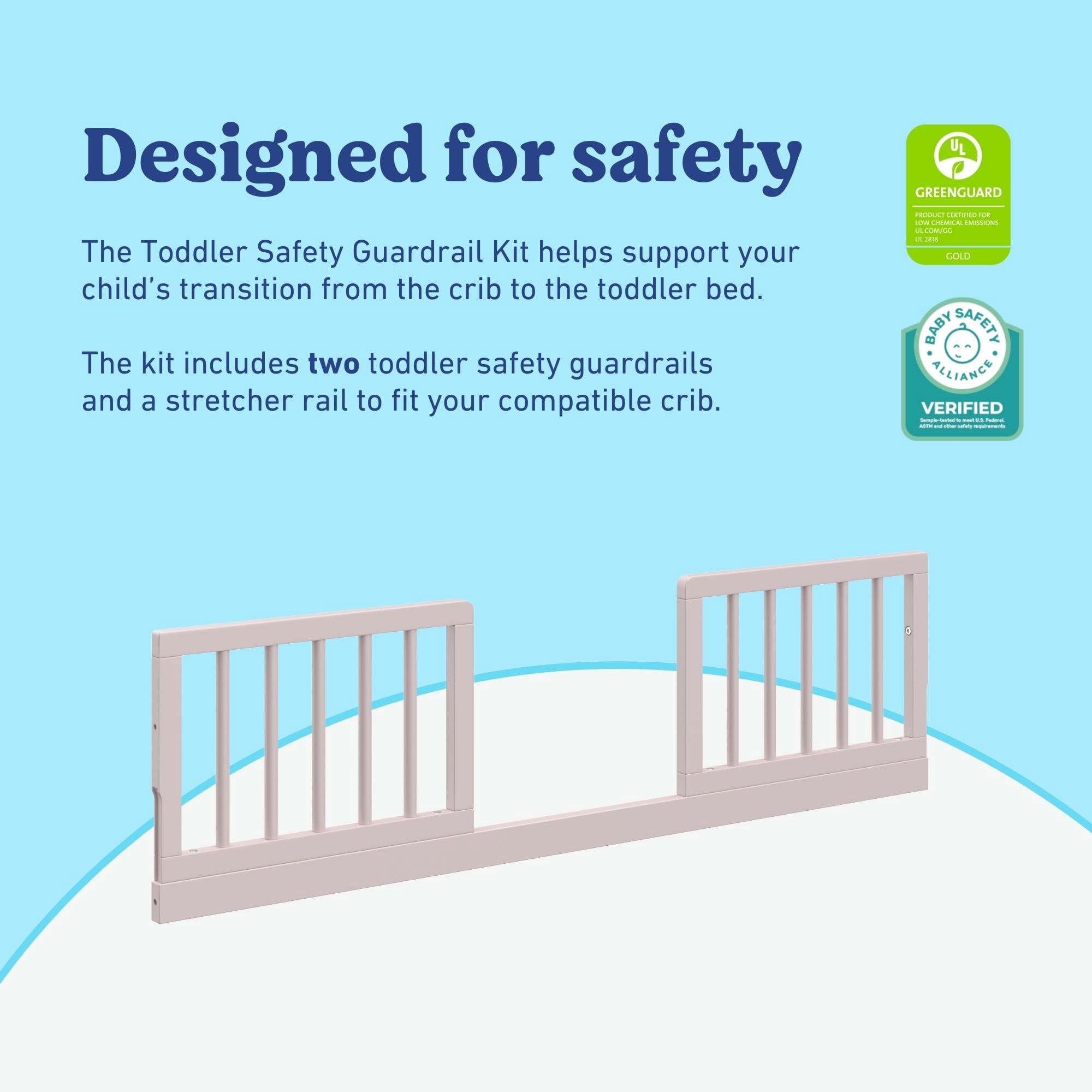 Graco Toddler Safety Guardrail Kit (Dowels), Blush