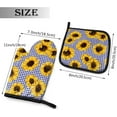 thumbnail image 2 of Golden Yellow Sunflowers Oven Mitts & Pot Holders 2pcs Blue Plaid Decorative Kitchen Heat Resistant Non-Slip Potholders Set for Women Cooking Baking Gifts, 2 of 6