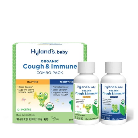 Hyland's Baby Organic Cough & Immune,  Ages 12  Months,  Day & Night Combo Pack, 4 fl oz