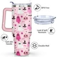 thumbnail image 3 of 40 Oz Pink Halloween Tumbler with Handle and Straw, Double Wall Vacuum Reusable Stainless Steel Water Bottle Leak Proof Insulated Travel Mug Scary Iced Coffee Cup, for Iced or Cold Beverages, 3 of 7