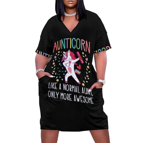 Divertida tía unicornio tíacornio como una tía normal solo que más impresionante vestido de bolsillo suelto ropa vestidos vestido de noche de mujer