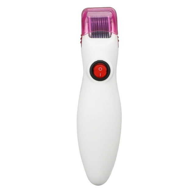 Rodillo de microagujas con vibración LED de 540 pines para el crecimiento del cabello, cuidado de la piel y la barba, herramienta de microagujas blanca