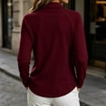 thumbnail image 4 of yeiolnoer Tops for Women Loose Fit Long Sleeve Casual Shirts Quarter Zip Lapel T Shirt for Athletic Workout(Wine,X-Large), 4 of 6