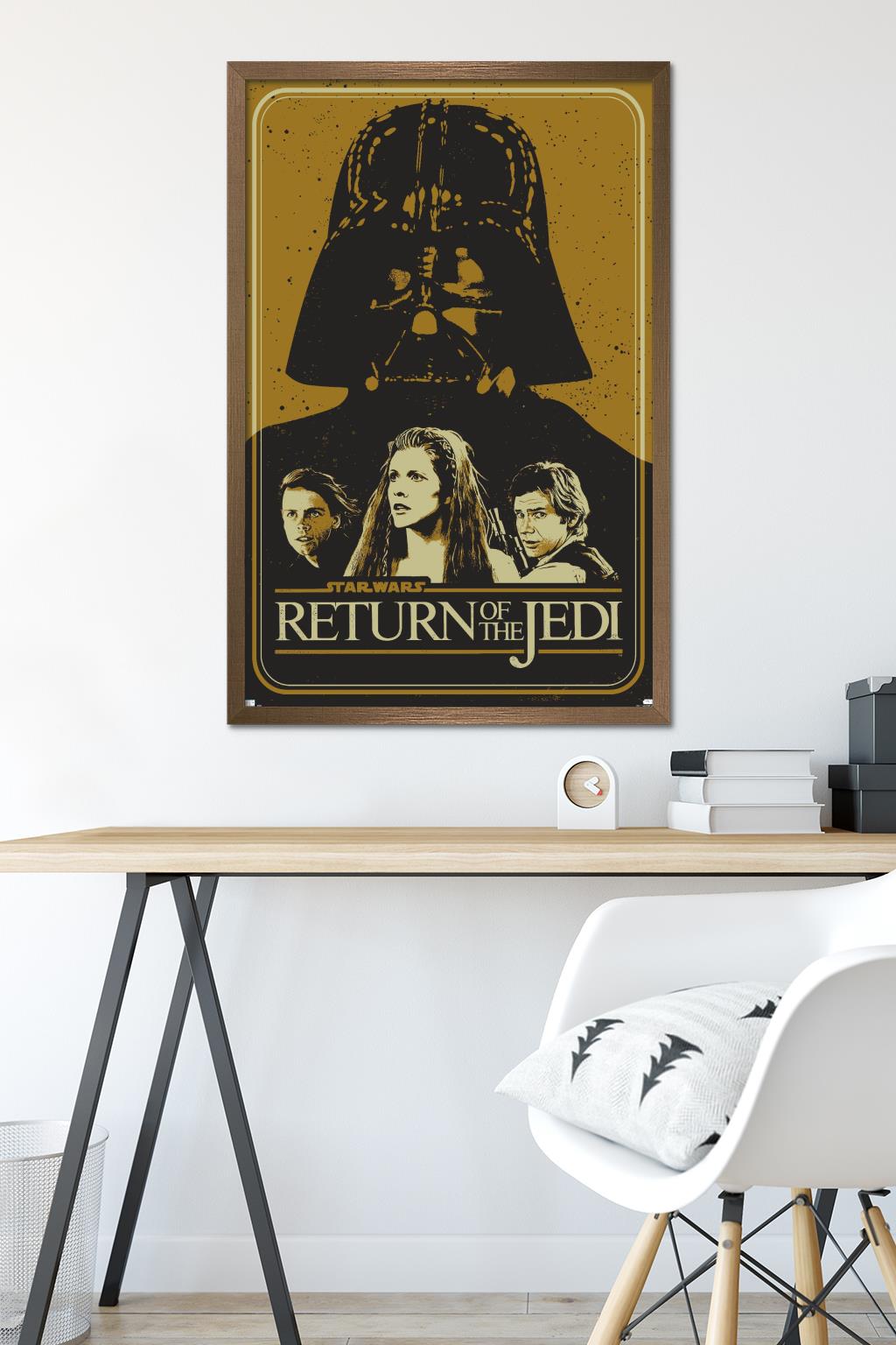 Star Wars: Return of the Jedi - Gold Illustration Wall Poster, 22.375" x 34" Framed