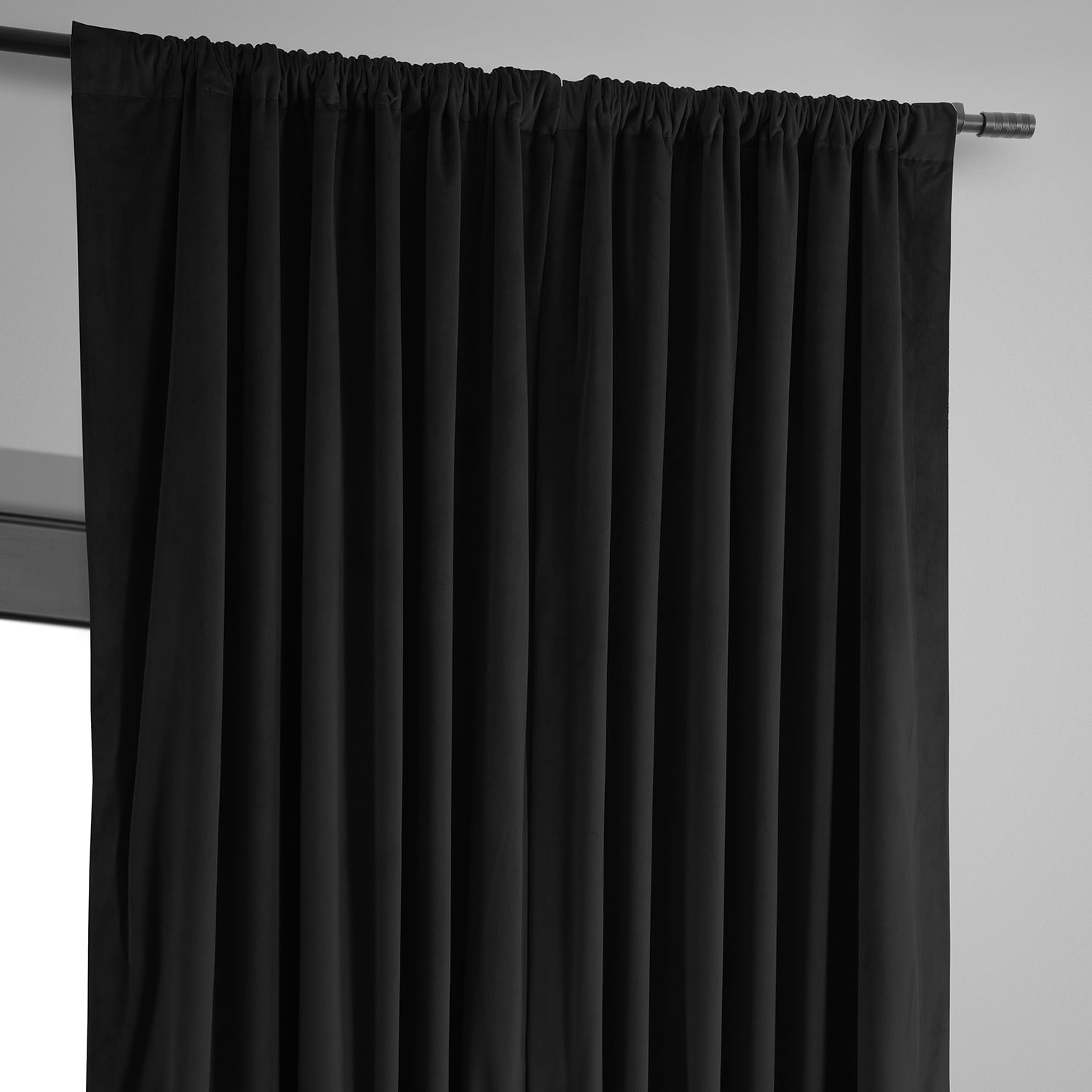 Half Price Drapes Signature Black Extra Wide Velvet Blackout Curtains (1 Panel), 100WX 108L