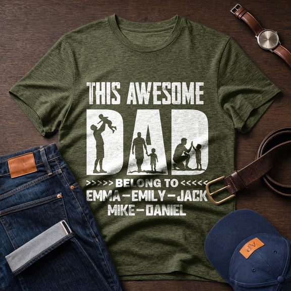 Jollimate Custom Name T-Shirt, This Awesome Dad Shirt, Funny Dad Tee, Gift For Dad, New Dad Gift