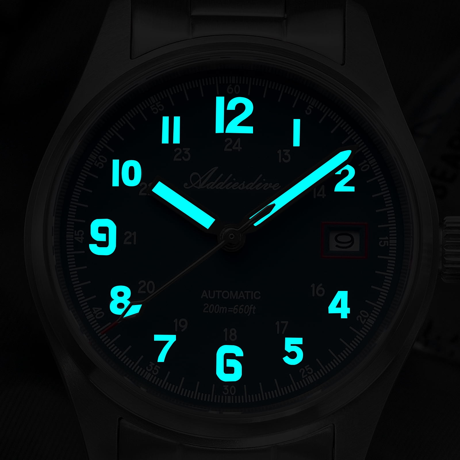 ADDIESDIVE Men's Automatic Watch NH35A Movement Dive Watch 200M Waterproof 316L Stainless Steel Sapphire Crystal Luminous Analog Wristwatch for Men Blue Dial