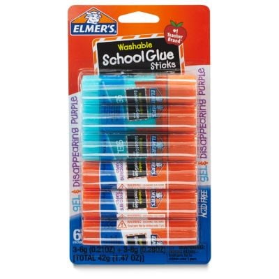 (2 Pack) Elmer's Washable School Glue Sticks, Gel and Disappearing Purple, 0.21 oz, 6