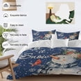 thumbnail image 3 of Christmas Watercolor Bedding Duvet Cover Set Twin Size 4 Pieces Snowman Snowflakes Blue Vintage Bedding Set with Zipper Closure, 1 Comforter Cover 68x86 Inches 1 Flat Sheet & 2 Pillow Cases, 3 of 7