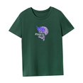 thumbnail image 4 of Camiseta para mujer Ropa de verano Camiseta simple con cuello redondo para caminar senderismo viajes Verde, 4 of 7