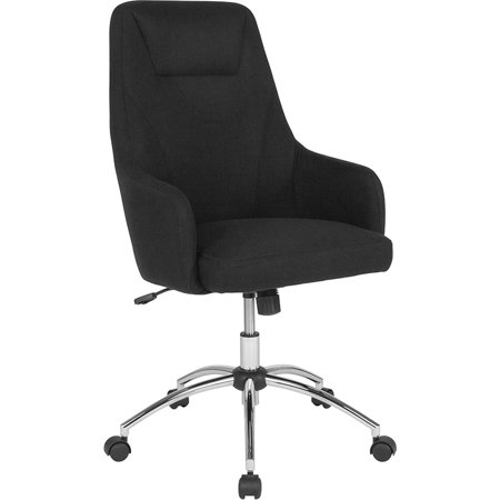 Home and Office High Back Black Fabric Chair with Headrest Outline
