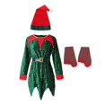 thumbnail image 4 of Disfraz de para niñas, vestido y sombrero, traje de Cosplay, disfraz de Navidad para niños y medias para accesorios fotográficos de actuación 140 a 150 cm Yinane  Disfraz de elfa para niñas, 4 of 8