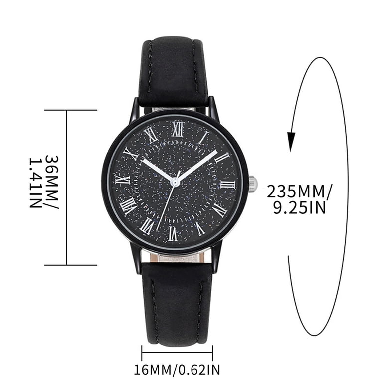 Women\'s Black Leather Band Watch w/Mirrored Dial Women main image 2