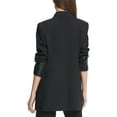 thumbnail image 2 of DKNY Womens Petites Faux Leather Trim Special Evening Double-Breasted Blazer, 2 of 2