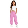 thumbnail image 5 of Kids Girls Baggy Sweatpants Elastic Waist Jogger Pants with Cuffed Ankles Loose Fit Lounge Trousers 4-14Y, 5 of 8