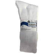 Physicians Approved Womens Diabetics Cotton Crew Socks - Womens Wholesale Diabetic Crew Socks - 9-11 - White - 120 Pack