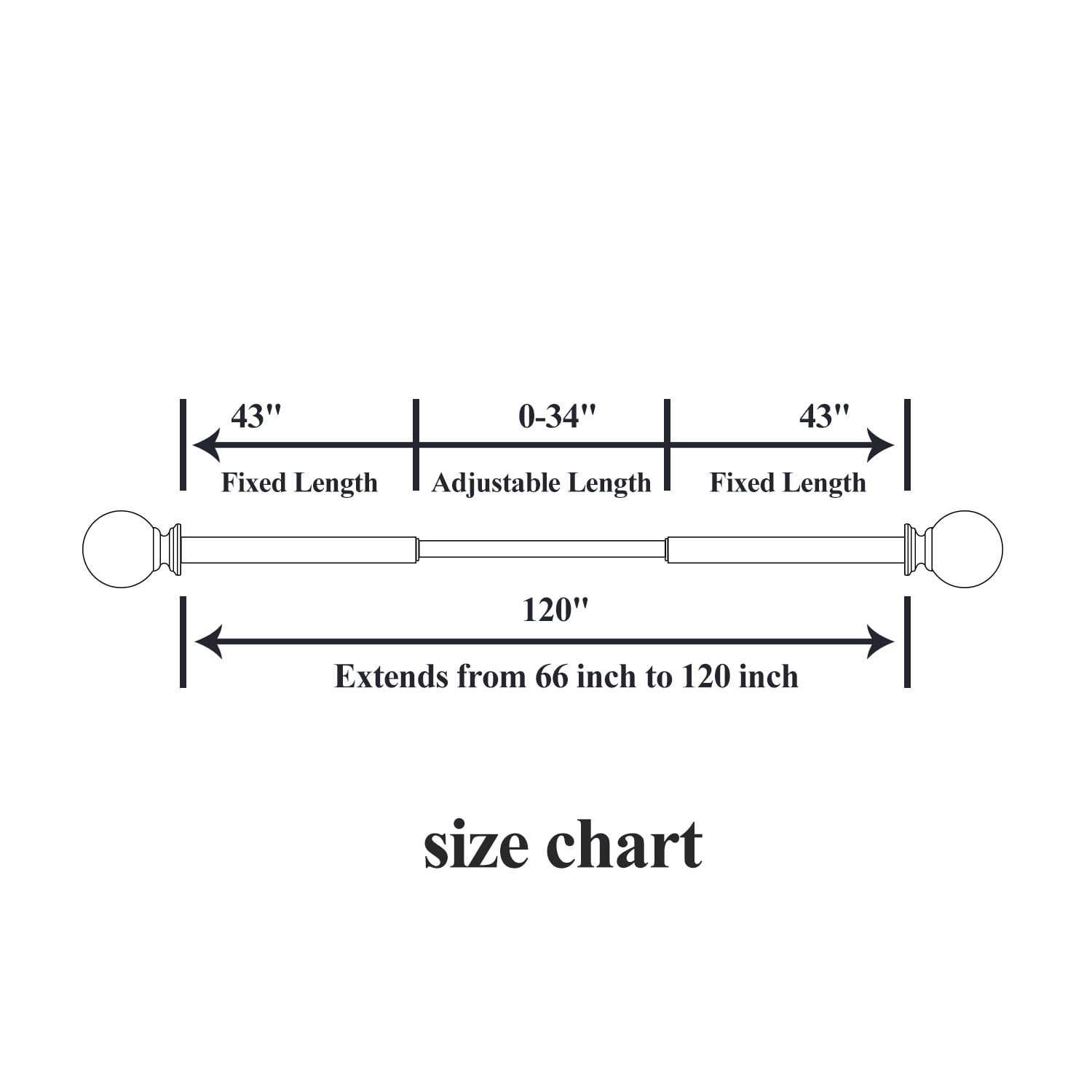 3/4" Diameter Standard Decorative Window Curtain Rod, Adjustable Curtain Rod for Windows , Acrylic Square Finials