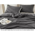 thumbnail image 6 of DNG Luxury 3 Piece Pom Pom Plain Pattern Comforter Set, 800 Thread Count, 100% Egyptian Cotton, White Vintage Pom-Pom Fringe Super Soft (Super King Size Dark Grey Color), 6 of 9