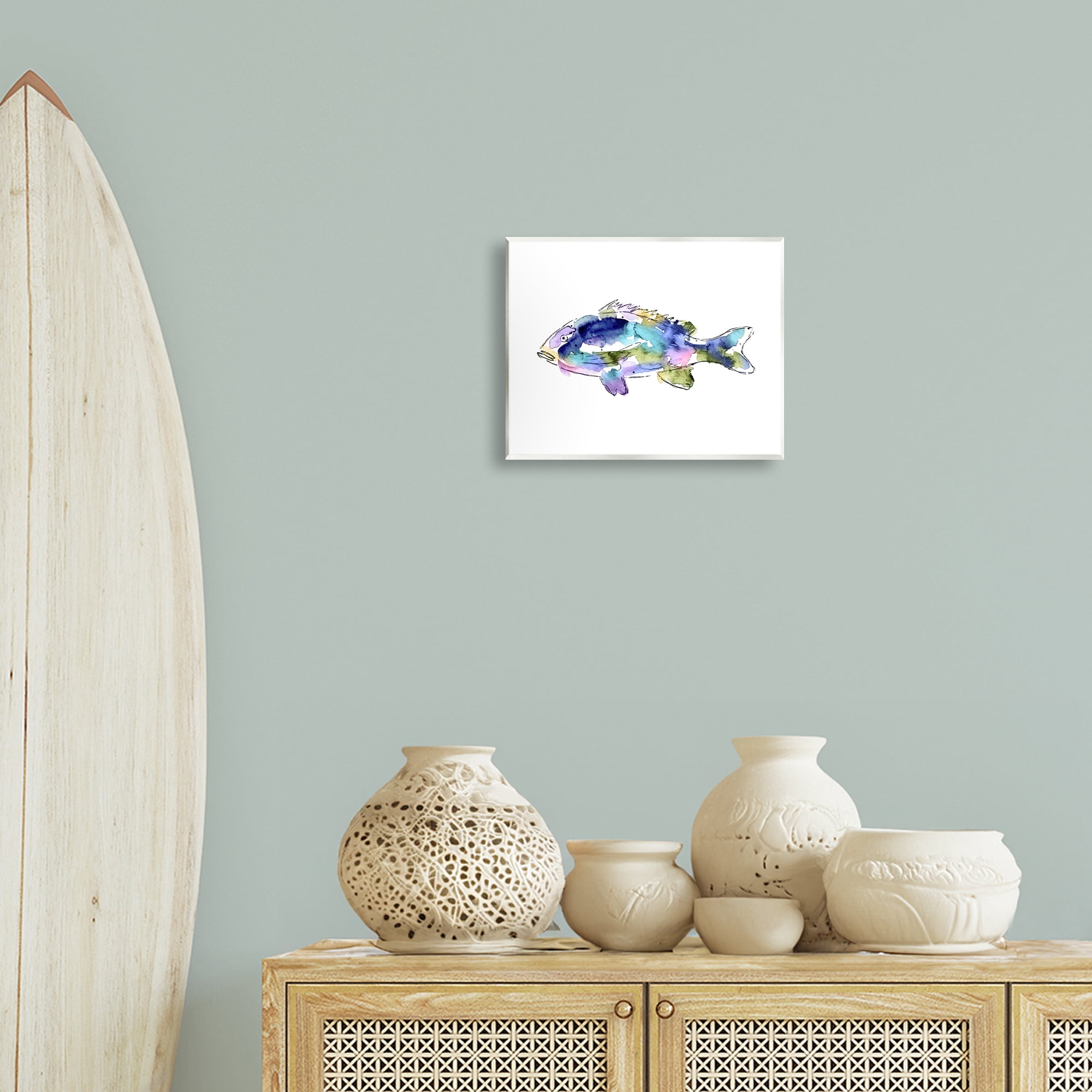 Stupell Industries Watercolor Style Fish Animals & Insects Painting Unframed Art Print Wall Art, 14 x 11