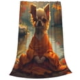 thumbnail image 2 of Honeii Maple Leaf Meditating Chihuahua Print Fleece Blanket - Throw Blanket for Bed, Sofa, Couch, Camping, and Travel , Microplush Ultra Soft Warm Blanket-, 2 of 7
