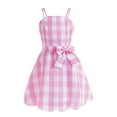 thumbnail image 5 of Gelikeya Girls Birthday Dresses Size 2-14 Halloween Pink Grid Spaghetti Straps Dress with Cute Bowknot Headband 2 Piece Outfit Sets, 5 of 5