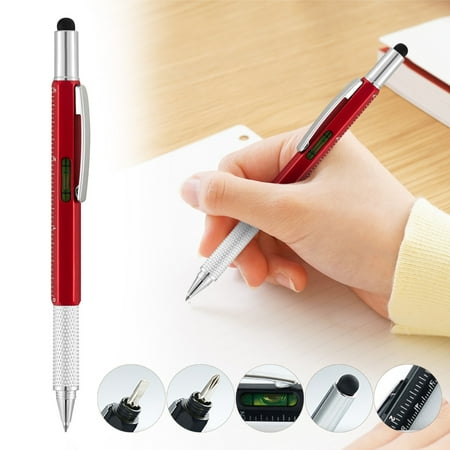 6 in 1 Multi-tool Pen for Men s Birthday Gifts Stocking Stuffers For Men Multitool Pen Tool For Men Ideas For Him Teachers Ruler Screwdriver Ballpoint Pen Red
