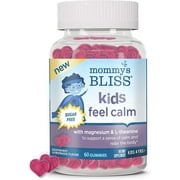 Mommy's Bliss Kids Feel Calm Gummies with Magnesium & L-Theanine, Sugar Free, 4 Yrs+, Raspberry Lemonade, 60 Gummies