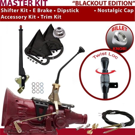 American Shifter TH350 Shifter Kit Black 10 in. E Brake Cable Trim Kit Dipstick for EFB10