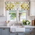 thumbnail image 2 of Yellow Morocco Farmhouse Short Window Curtain Valances, Retro Grey Foil Painting Grunge Tribal Rod Pocket Kitchen Valances for Living Room Bedroom Bathroom Cafe 42" x 12", 2 of 8