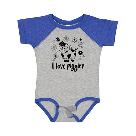 

Inktastic I Love Piggies Cute Pig and Flowers Gift Baby Boy or Baby Girl Bodysuit