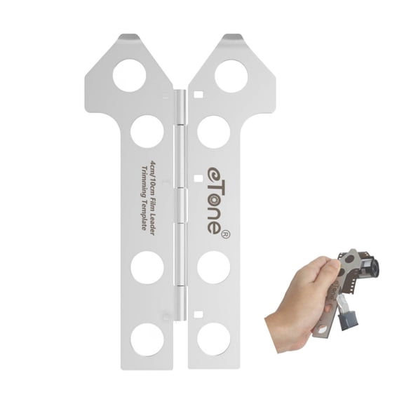 eTone New 4/10cm 2 in 1 Film Leader Cutter Trimming Template Stainless Steel Film Cutter for 35mm Photography Camera Accessories
