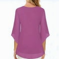 thumbnail image 6 of Feancey Womens Dressy Casual Chiffon Blouses 3/4 Sleeve V Neck Tops Ladies Business Work Shirts 2025 Trendy Summer Fall Clothes Purple XL, 6 of 9