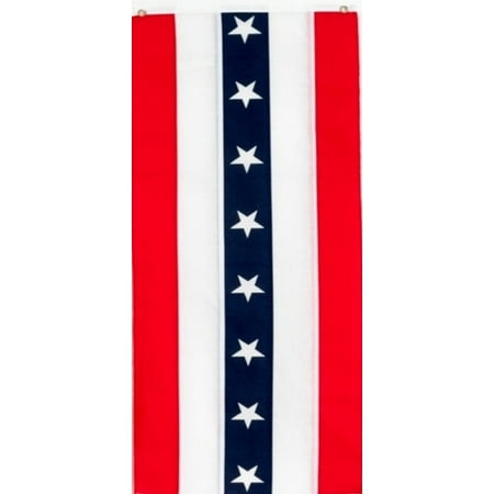 Patriotic Nylon Pull Down Banner By Old Glory Bunting. Embroidered Stars and Fully Sewn Stripes. 4th of July Banner - 18" x 8'. Made in America! Free Shipping Available!