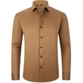 thumbnail image 1 of Camisa de manga larga de color liso, ajustada y elástica, para hombre, para ocasiones informales y de negocios. Lavable a máquina, tejido cómodo, diseño clásico para el trabajo y las fiestas., 1 of 4