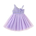 thumbnail image 1 of HBFAGFB Robes pour Filles Robe d'Été Rayée Mignonne Jupe Florale Mignonne Tenue de Plage Violette Taille 110, 1 of 4