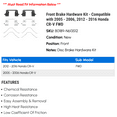thumbnail image 2 of Front Brake Hardware Kit - Compatible with 2005 - 2006, 2012 - 2016 Honda CR-V FWD 2013 2014 2015, 2 of 2