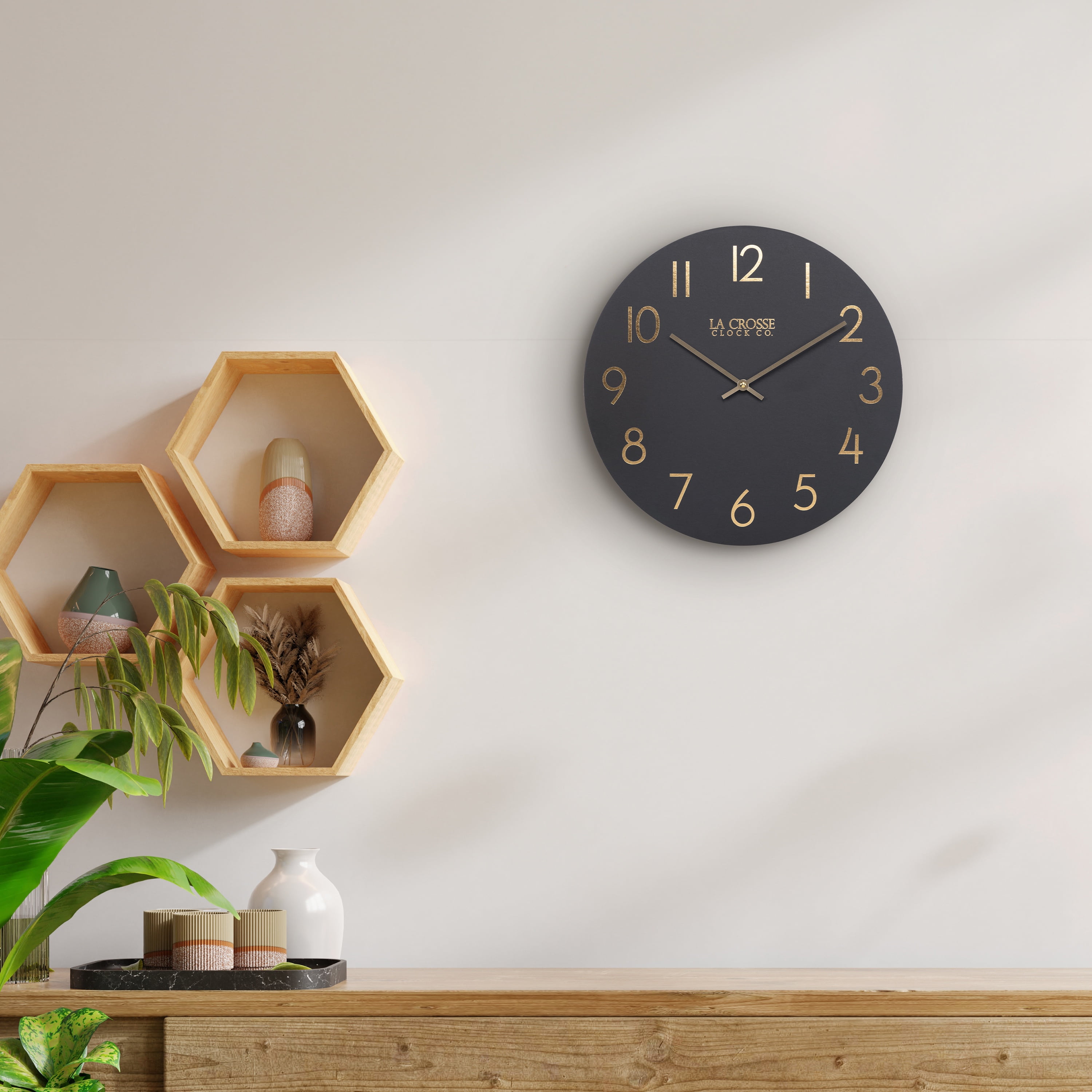 La Crosse Clock 15.75 inch NYX MDF Analog Quartz Wall Clock, 404-3841C