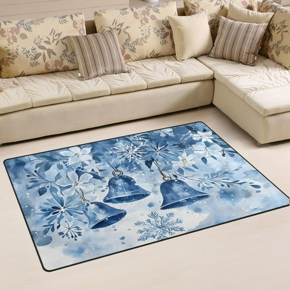 Ryvnso Christmas Snowflakes Bells Area Floor Mat Non-Slip Carpet Soft Rugs Doormats 31" x 20"
