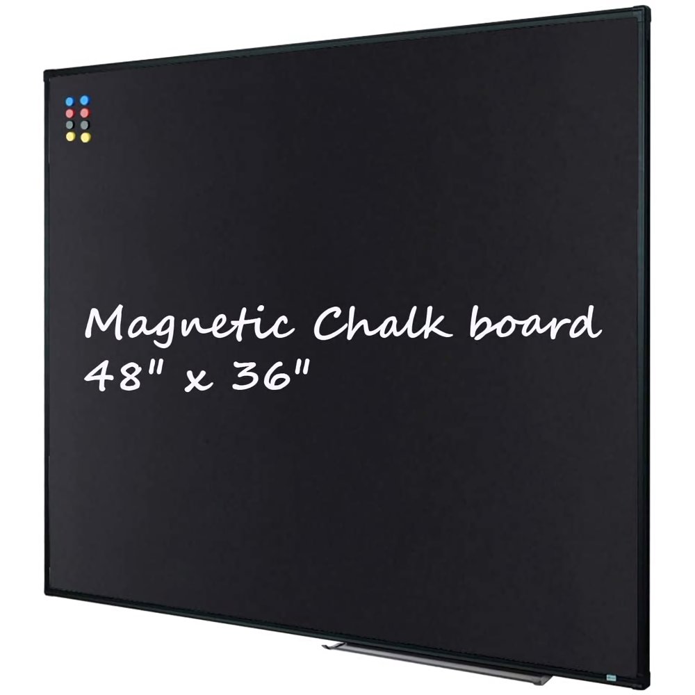 Lockways Black Chalkboard, 48" x 36", Silver Aluminium Frame
