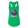 thumbnail image 2 of Wolves and the Moon in the Winter Night | Womens Animal Lover Jersey Racerback Tank Top, Kelly, X-Large, 2 of 3